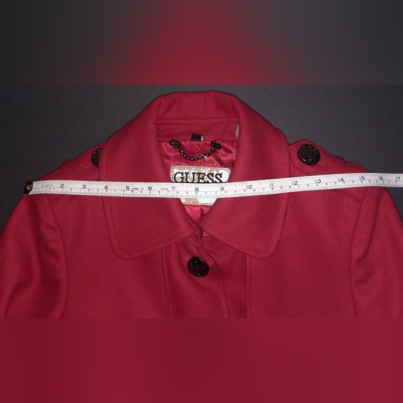 Guess Wool Blend Red Rouge Peacoat Fit & Flare Midi Swing Jacket  Lined Size XS - Picture 13 of 15